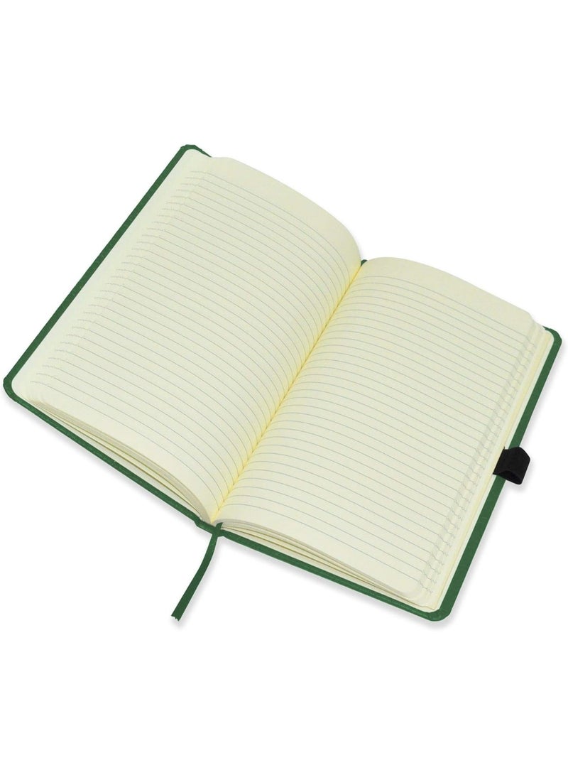 FIS Notebook With Elastic Band & Black Ink Pen Italian PU Cover, 96 Sheets, Single Ruled, Ivory Paper, Green Color, 13 x 21 cm Size - FSNB1321GRD401 - Image 4